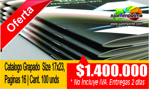 Juanimprime; diseño e impresion de catalogos grapados en Cali, enviamos a nivel nacional